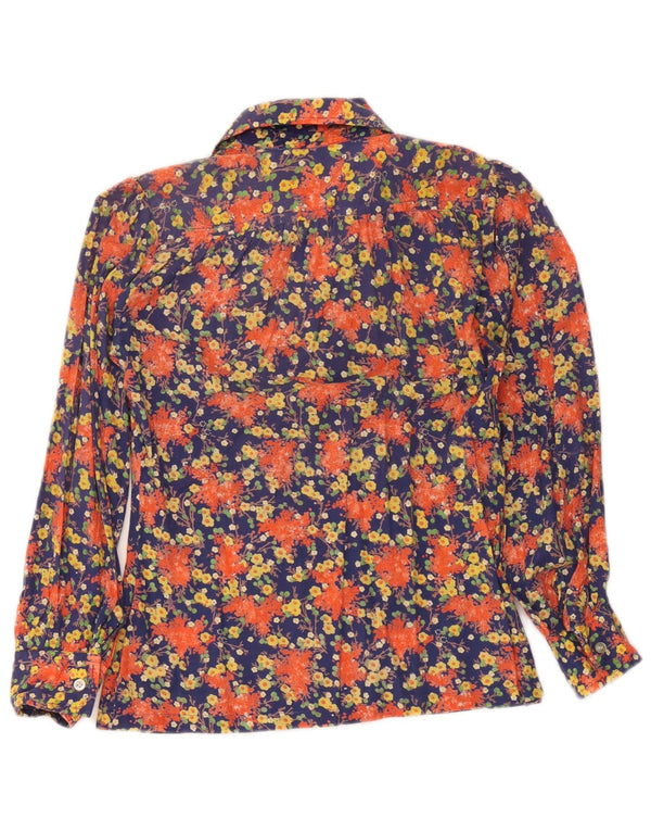 Vintage mujer camisa blusa IT 42 medio multicolor floral