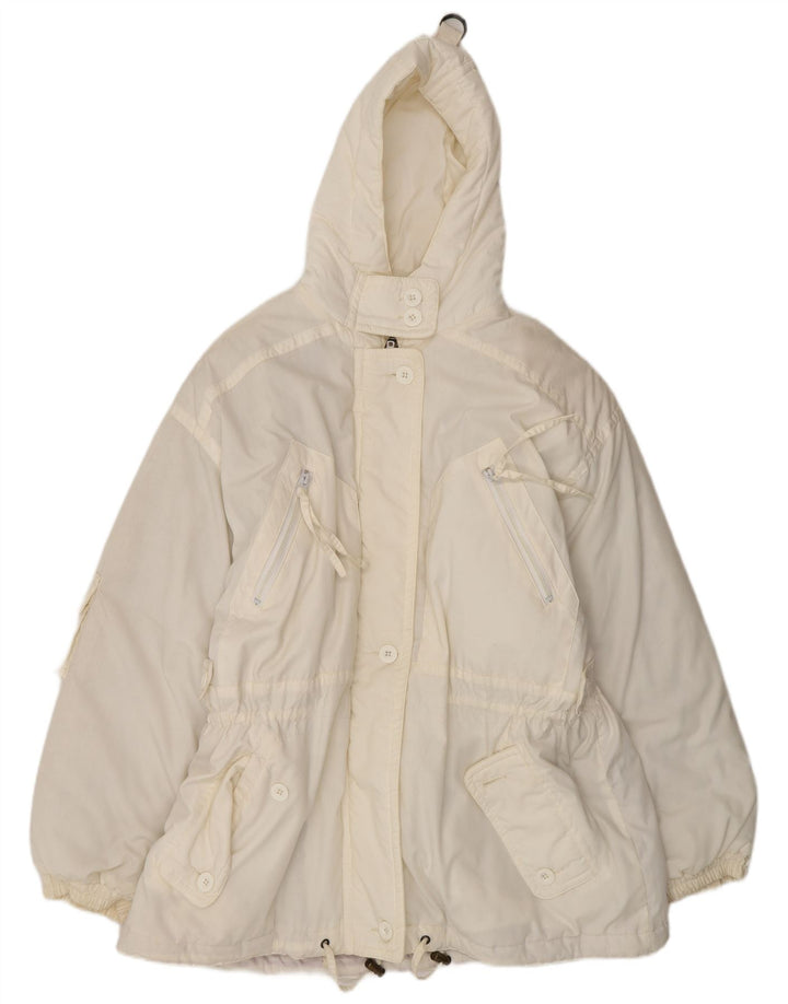 VINTAGE Womens Oversized Hooded Padded Jacket UK 18 XL White Polyamide