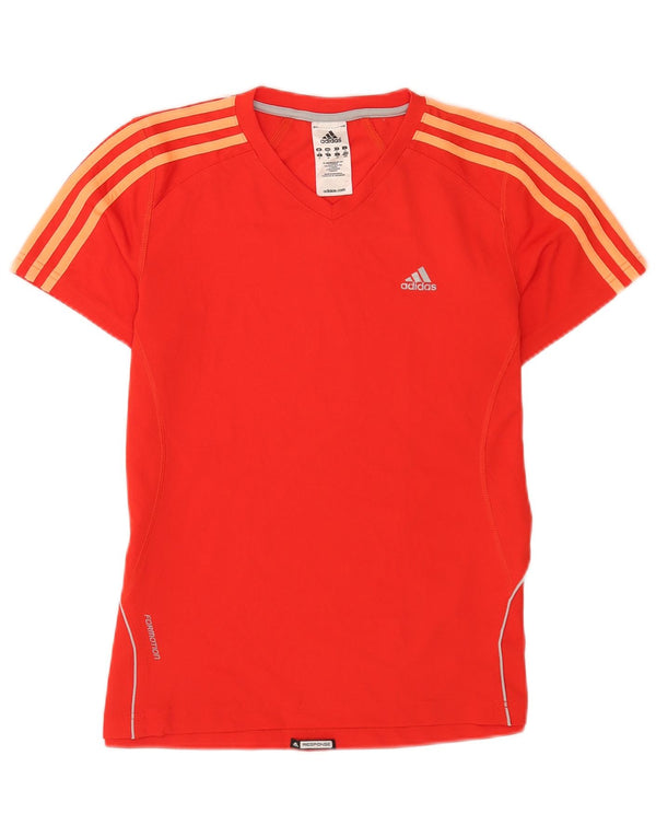 Adidas Dame T-Shirt Top UK 14 Medium Rød Polyester Sports
