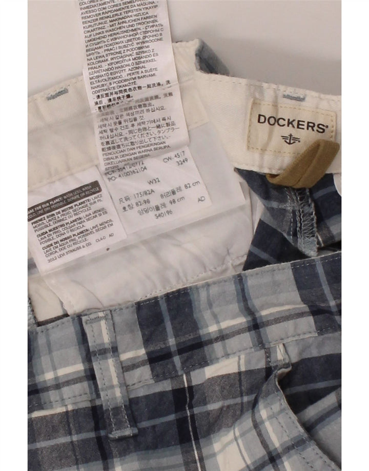 DOCKERS Mens Chino Shorts W32 Medium Navy Blue Check Cotton Vintage Dockers and Second-Hand Dockers from Messina Hembry 