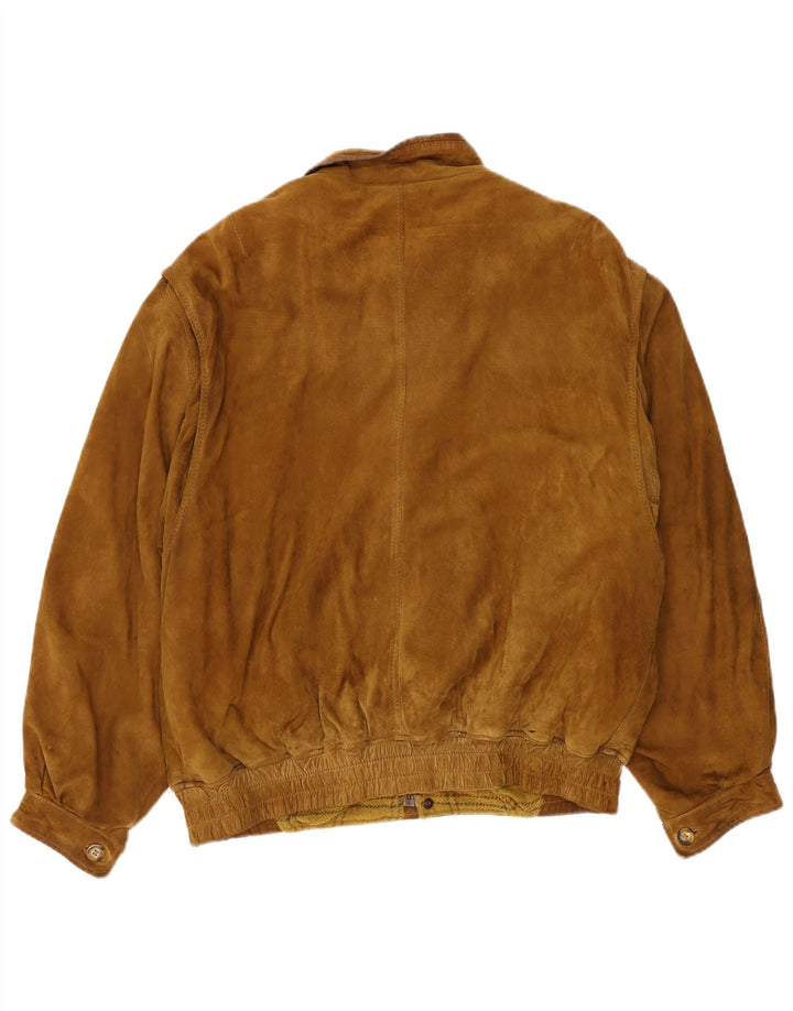 Vintage Mens Suede Bomber Jacket IT 52 XL Beige