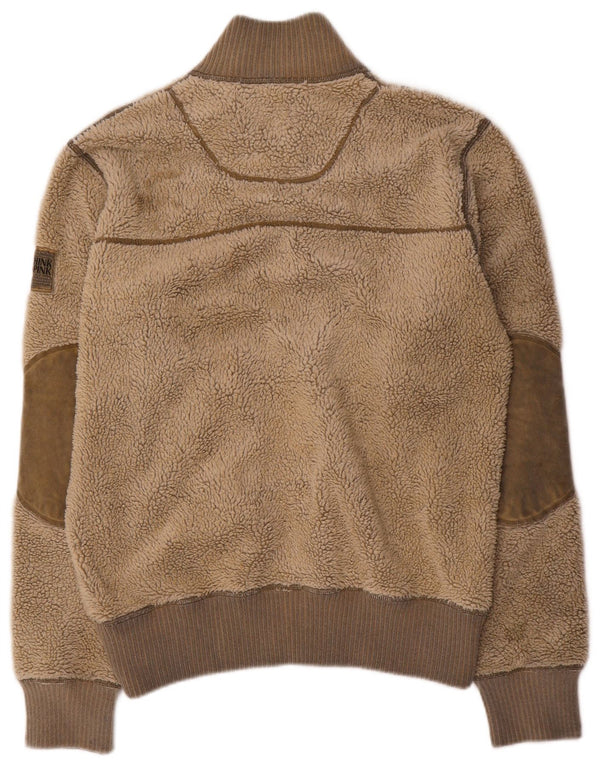 Think Pink Mens Fleece Jacket UK 38 Medium Beige Acrylic