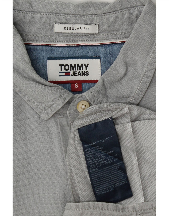 TOMMY HILFIGER Mens Regular Fit Shirt Small Grey Cotton Vintage Tommy Hilfiger and Second-Hand Tommy Hilfiger from Messina Hembry 