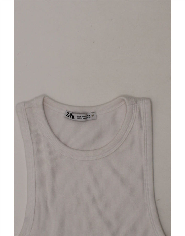 ZARA Girls Vest Top 2-3 Years White Cotton Vintage Zara and Second-Hand Zara from Messina Hembry 