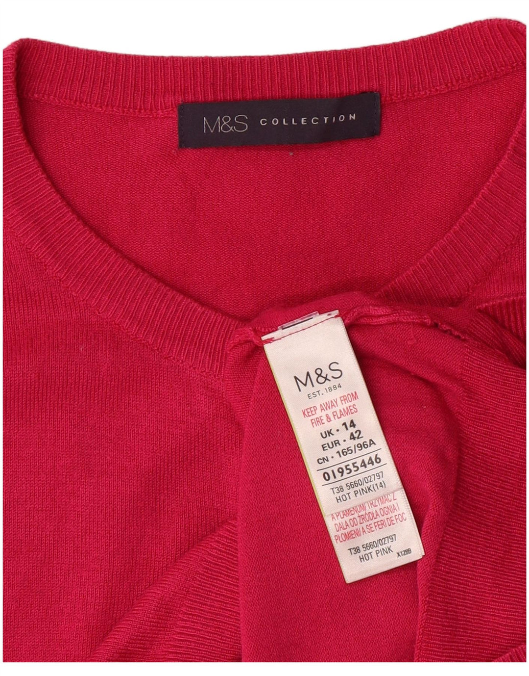 Marks & Spencer Womens Cardigan Sweater UK 14 Medium Pink Viscose Classic