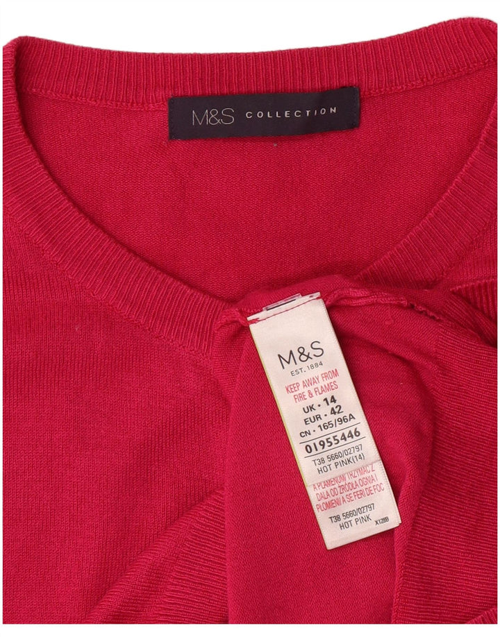 Marks & Spencer Womens Cardigan Sweater UK 14 Medium Pink Viscose Classic