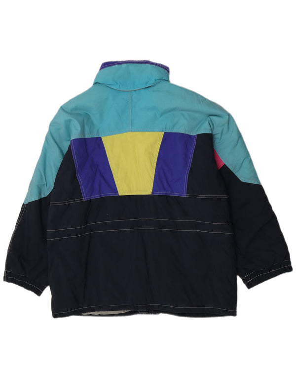Colmar Womens Hooded Loose Fit Ski Jacket Size 42 Large Blue Colourblock