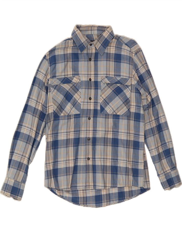 SEA BARRIER Mens Flannel Shirt Medium Navy Blue Check Cotton Vintage Sea Barrier and Second-Hand Sea Barrier from Messina Hembry 
