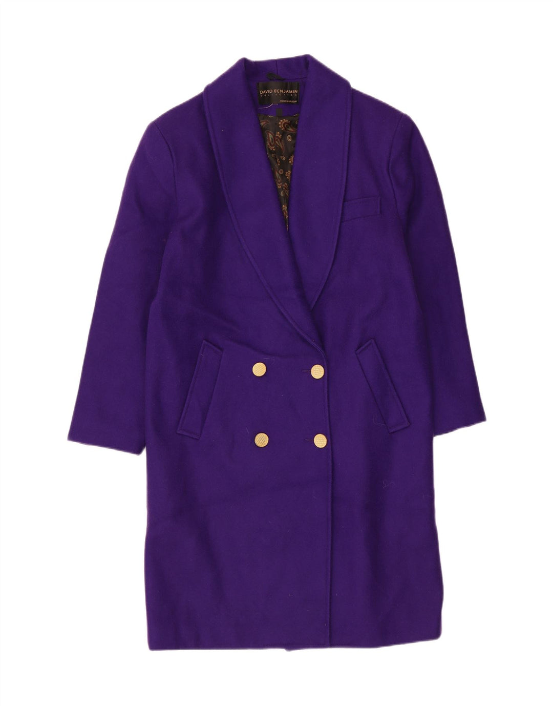 David Benjamin Womens Double Breasted Coat US 8 Medium Purple Wool