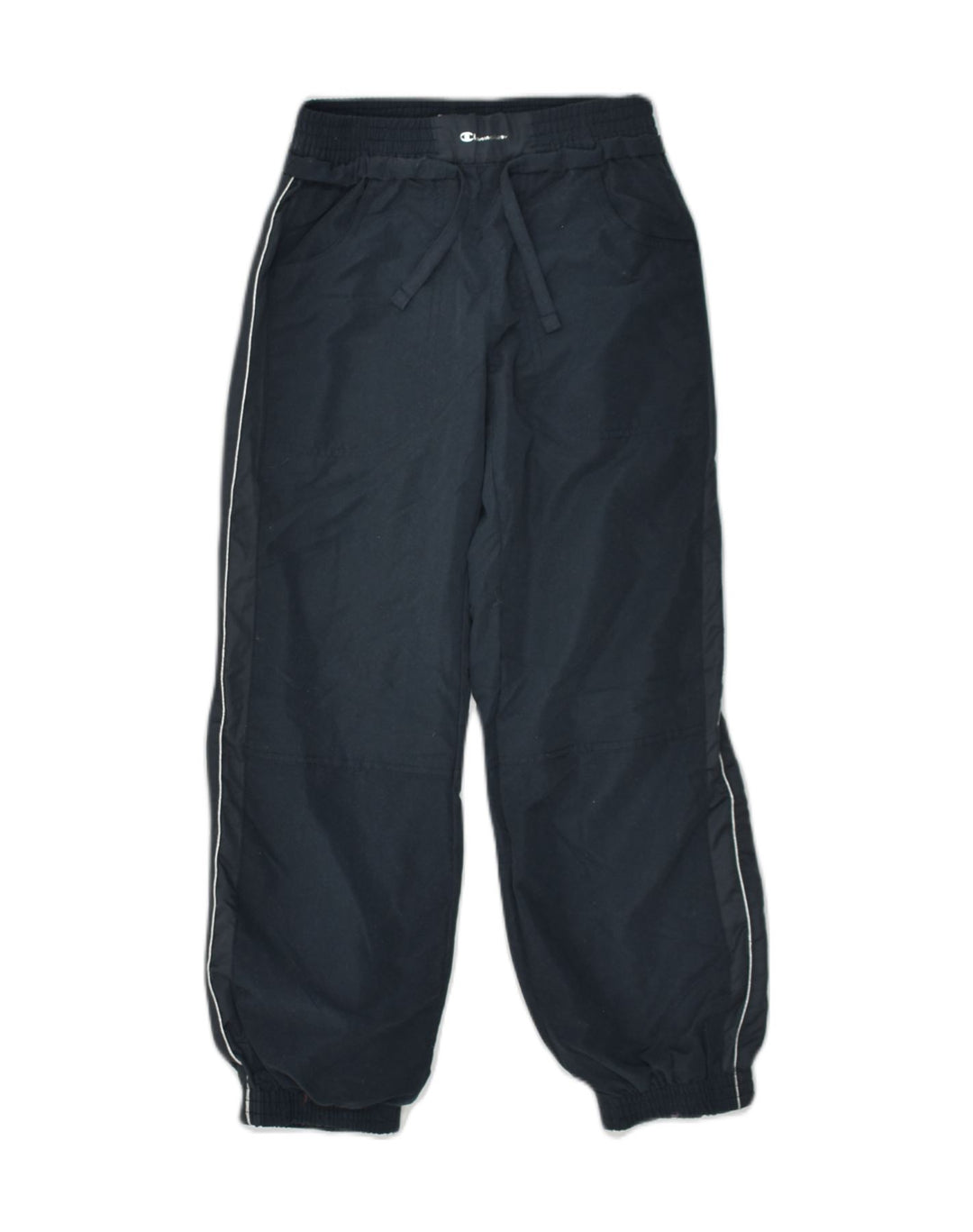 CHAMPION Boys Tracksuit Trousers Joggers 7-8 Years Navy Blue Polyester | Vintage Champion | Thrift | Second-Hand Champion | Used Clothing | Messina Hembry 