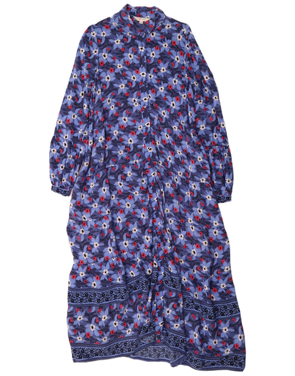 Marks & Spencer Womens Per Una langærmet skjortekjole UK 10 Small Blue