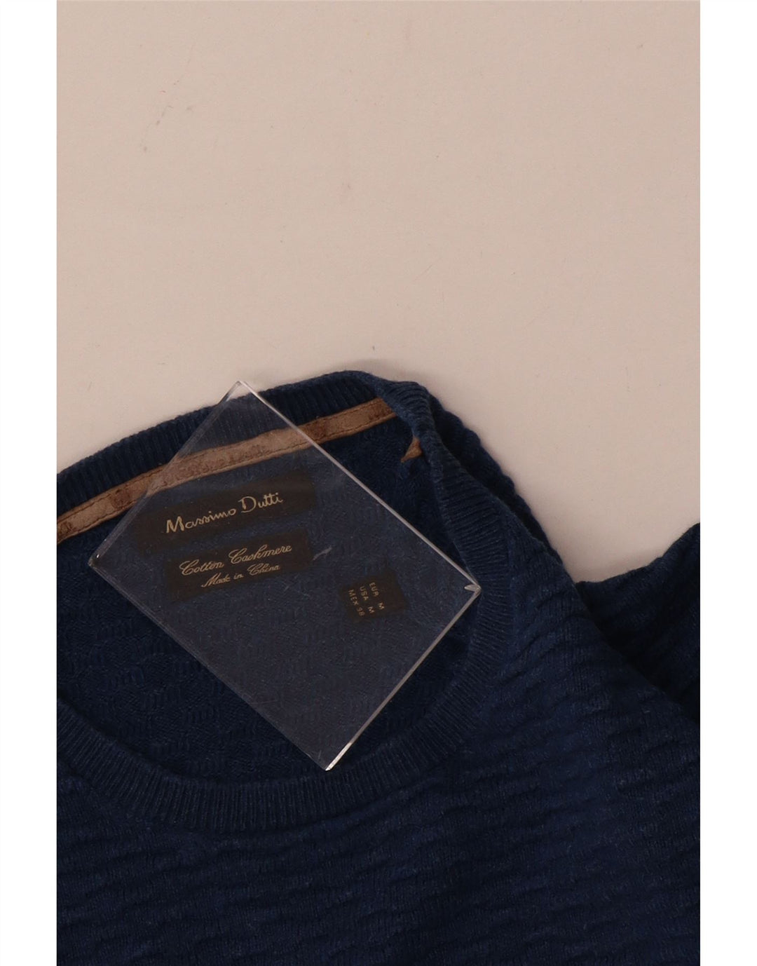Massimo Dutti Mens Crew Neck Jumper Sweater Medium Blue Cotton
