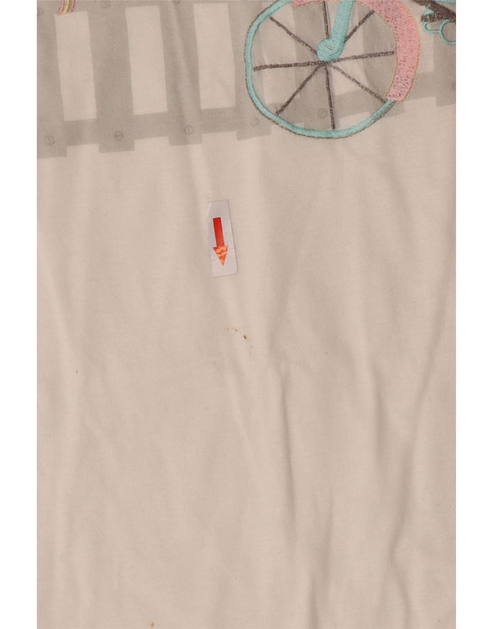 Vintage Dame Grafisk T-Shirt Top IT 44 Medium Hvid Bomuld