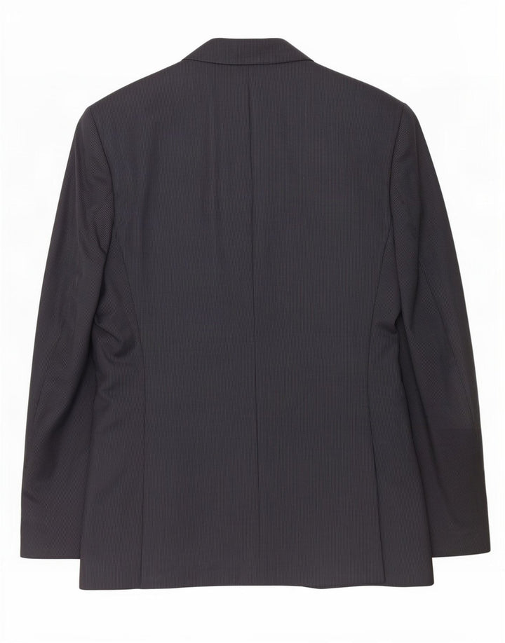 Jaqueta blazer masculina Zara com 2 botões EU 48 poliéster listrado azul marinho médio