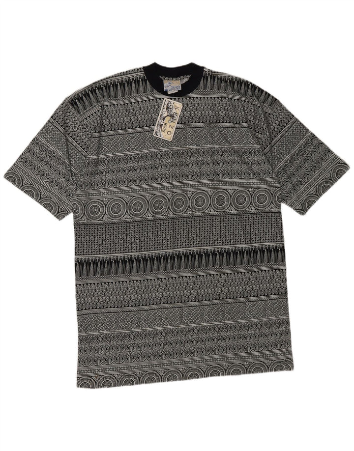 Kenzo Mens Abstract Pattern T-Shirt Top 2XL Grey Geometric Cotton Designer