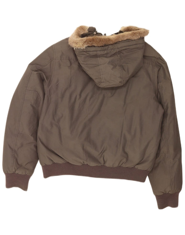 Woolrich Veste bomber rembourrée à capuche pour homme UK 40 Large Gris Coton