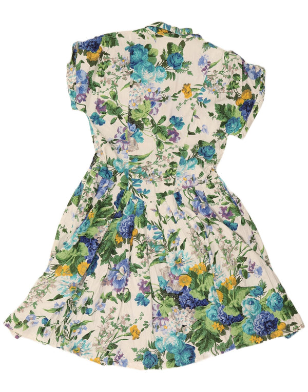 Abito a trapezio da donna Express UK 14 grande motivo floreale bianco
