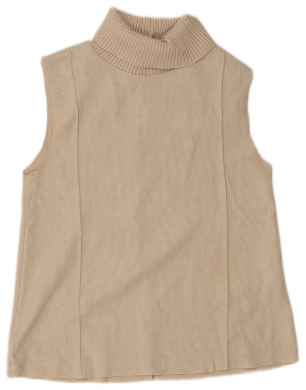 Canotta Zara da donna con collo alto UK 10 piccola in poliestere beige