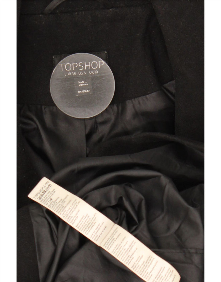 Topshop Womens Open Overcoat UK 10 Small  Black Polyester