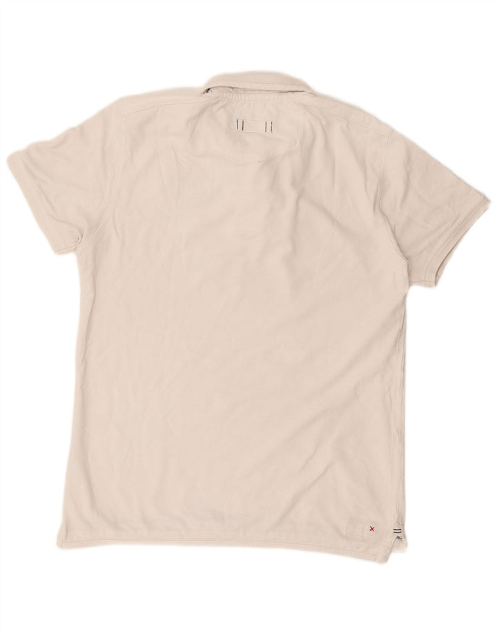 Fat Face Herren-Poloshirt mit Grafik, groß, aus weißer Baumwolle