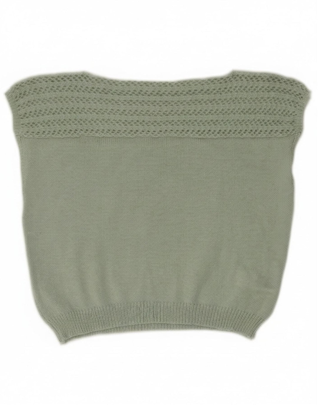 Shein Womens Crop Vest Tank Top UK 14 Medium Green Polyester