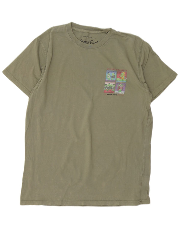Weird Fish Mens Graphic T-Shirt Top Large Khaki Cotton