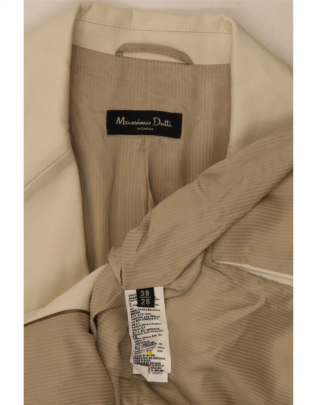 Massimo Dutti Herre 2 Button Blazer Jacket EU 38 Small Off White Bomuld
