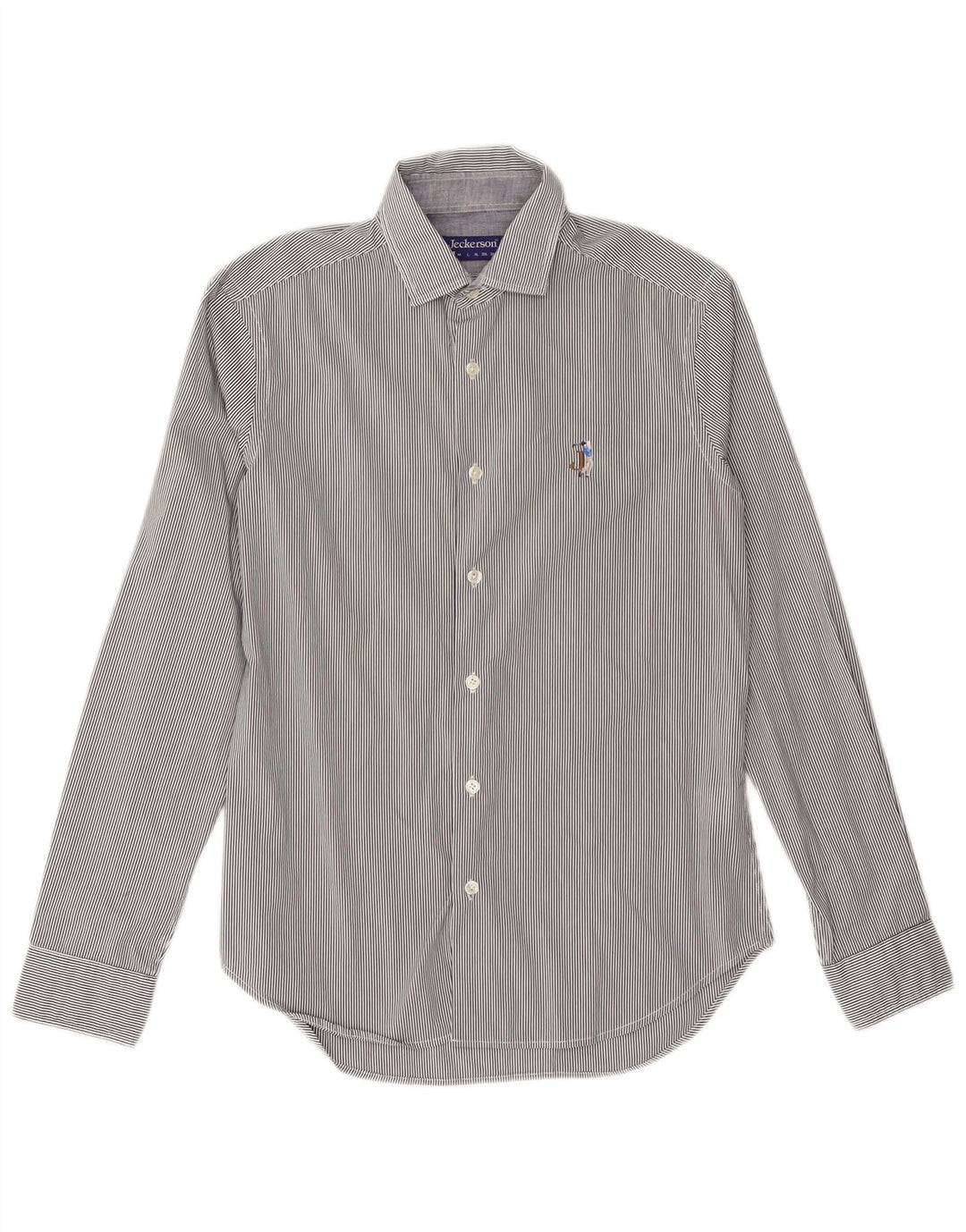 Jeckerson Mens Shirt Small Blue Pinstripe Cotton