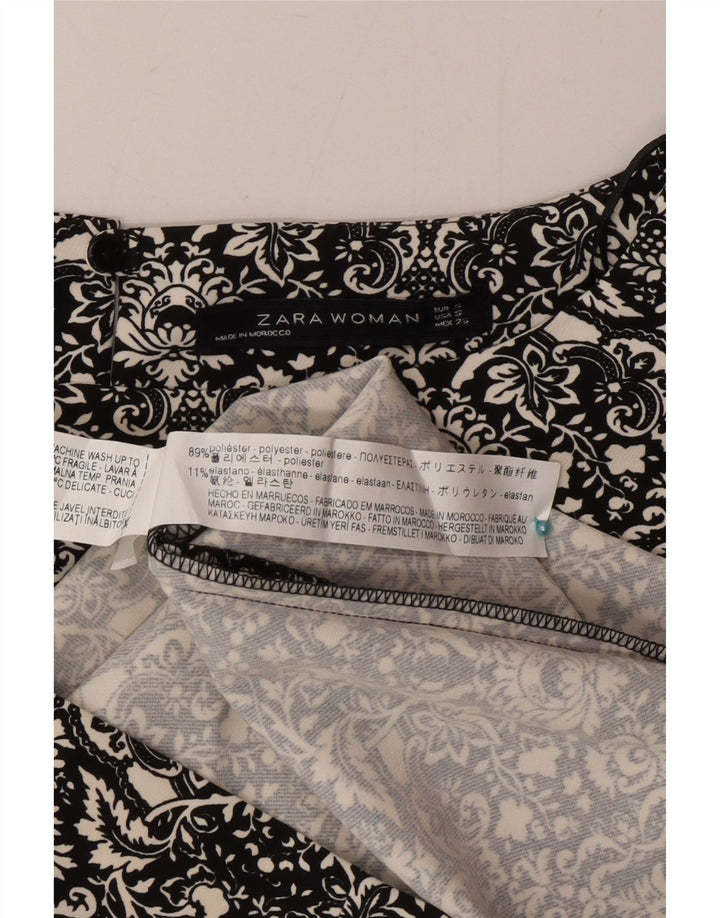 Zara Damen Etuikleid UK 10 Small Schwarz geblümtes Polyester