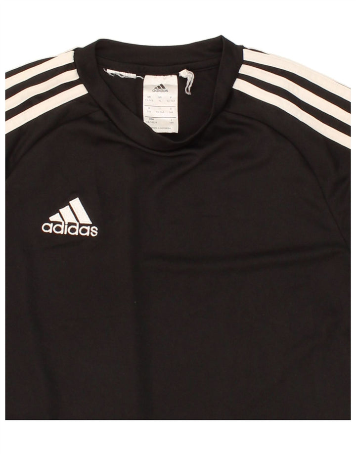 ADIDAS Boys Climalite T-Shirt Top 12-13 Years Black Polyester Vintage Adidas and Second-Hand Adidas from Messina Hembry 
