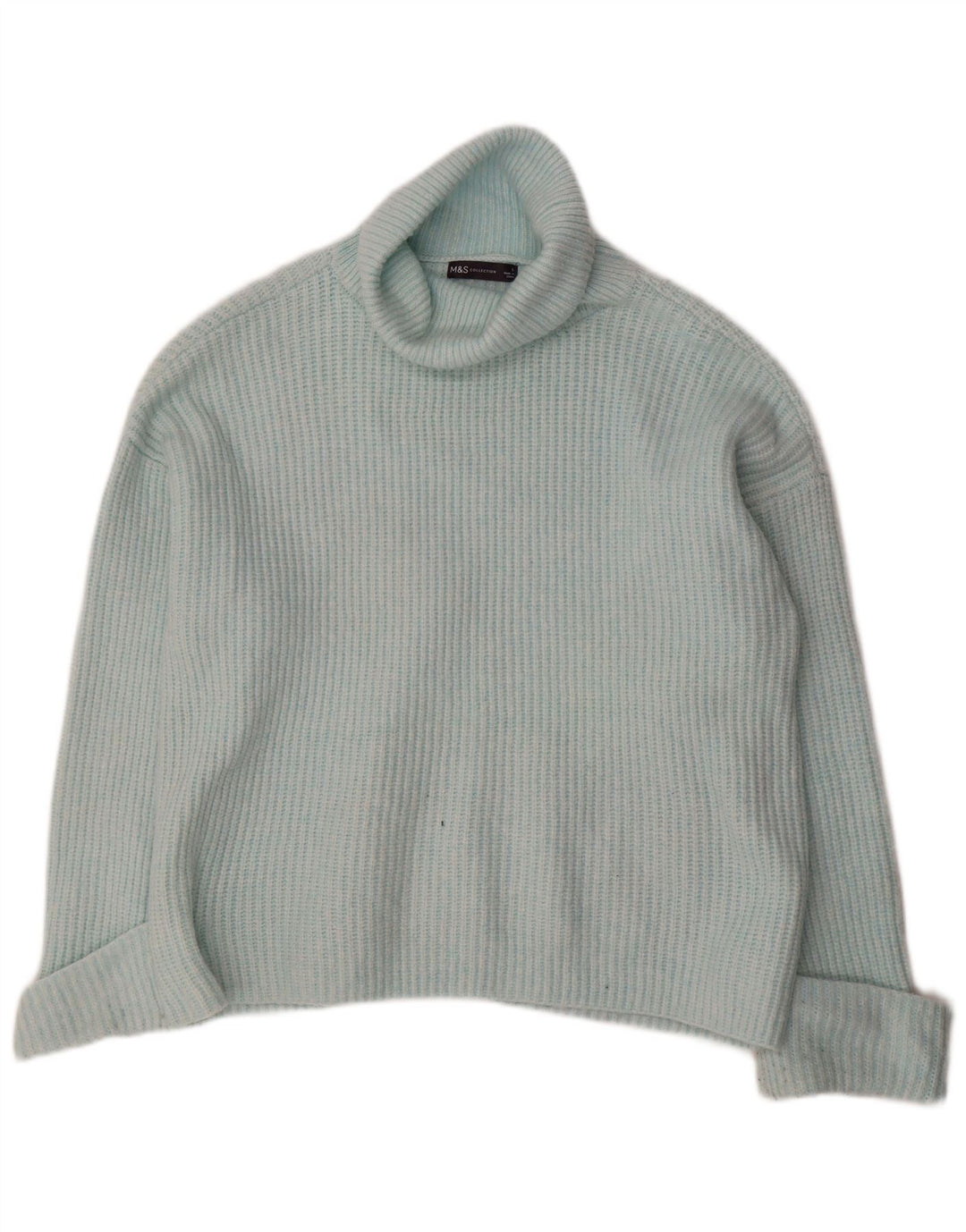Marks & Spencer Womens Oversized Roll Neck Jumper Sweater UK 16 Large Blue