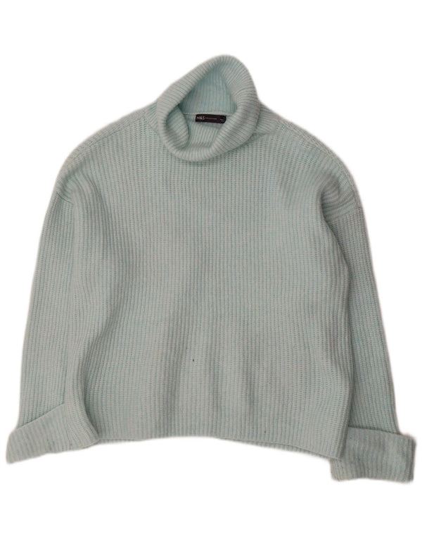 Marks & Spencer Womens Oversized Roll Neck Jumper Sweater UK 16 Large Blue