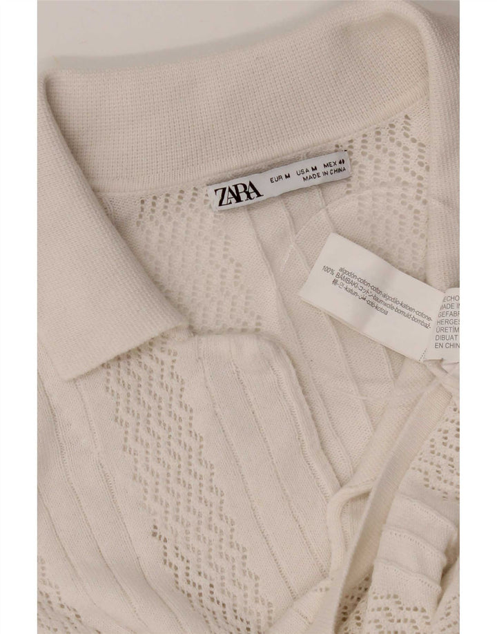 Zara Mens Short Sleeve Shirt Medium White Cotton