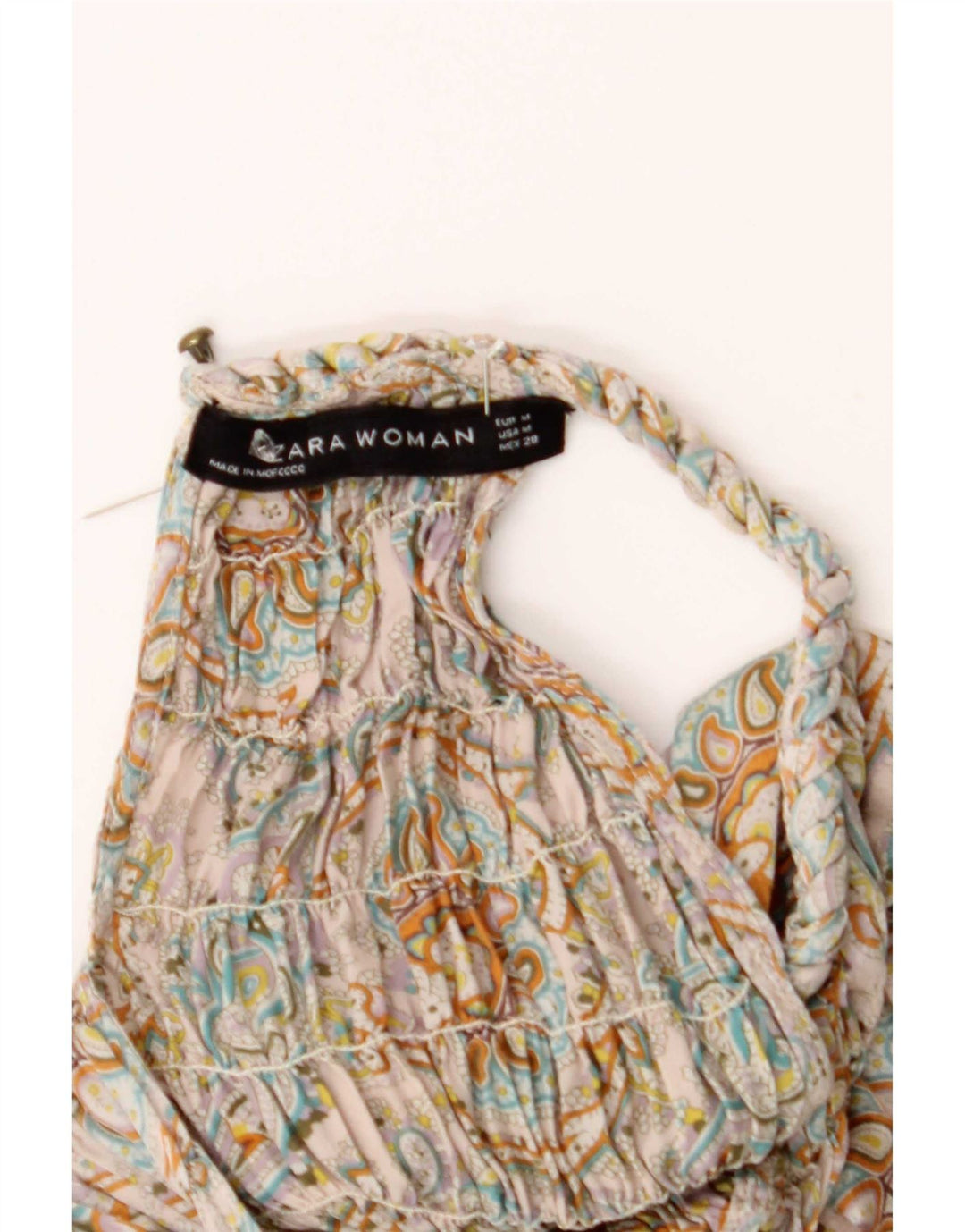 Zara Vestido veraniego extragrande para mujer Reino Unido 44 Mediano Paisley multicolor