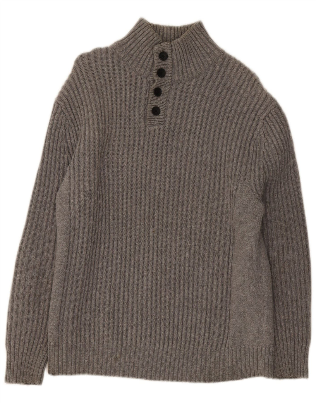 North Sails Mens Button Neck Jumper Sweater Large Grey Cotton