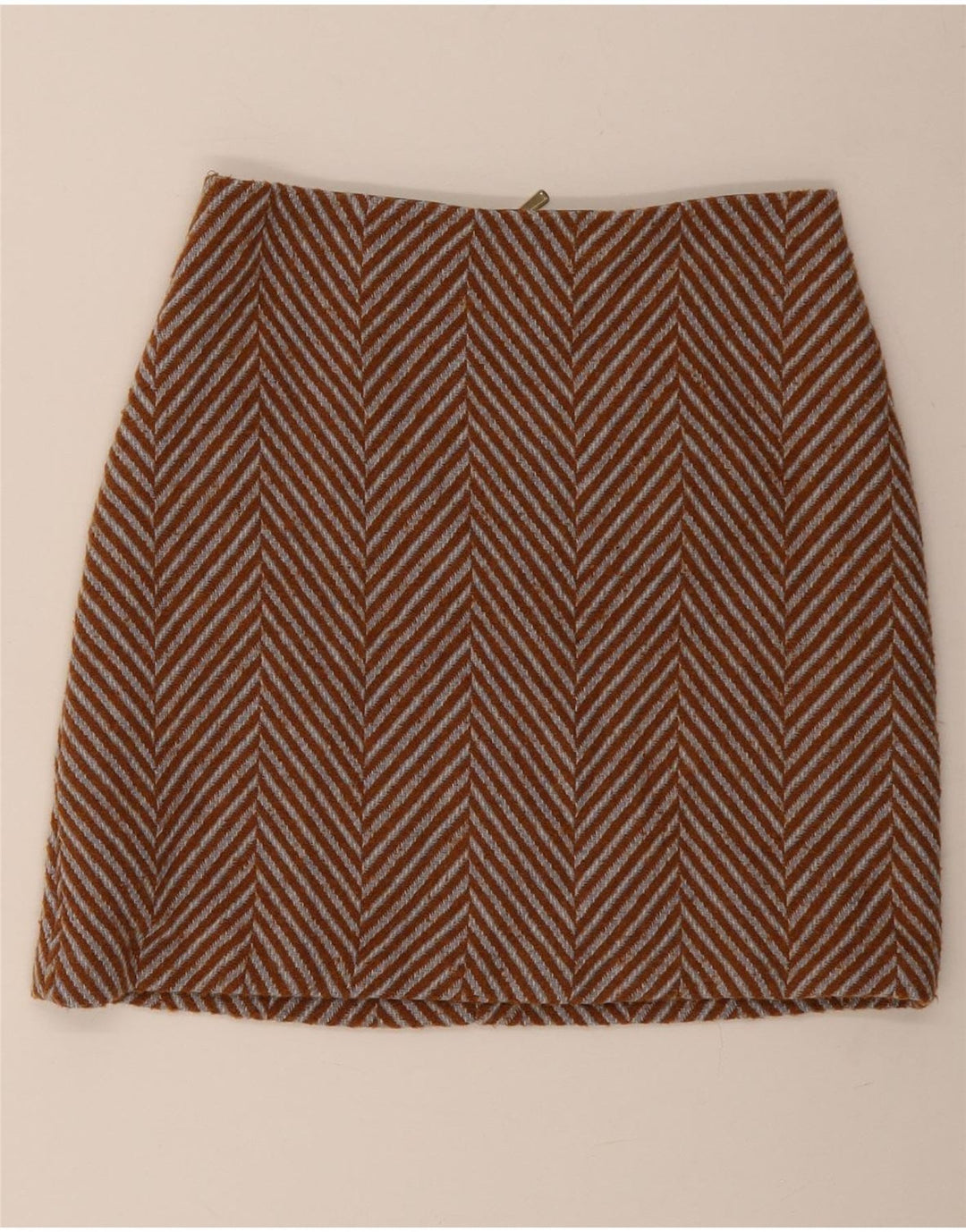 Marks & Spencer Womens Mini Skirt UK 10 Small W30 Brown Herringbone