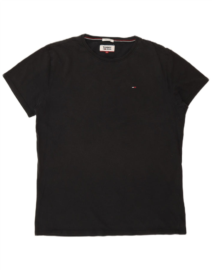TOMMY HILFIGER Herre Regular Fit T-shirt Top Medium Sort Bomuld