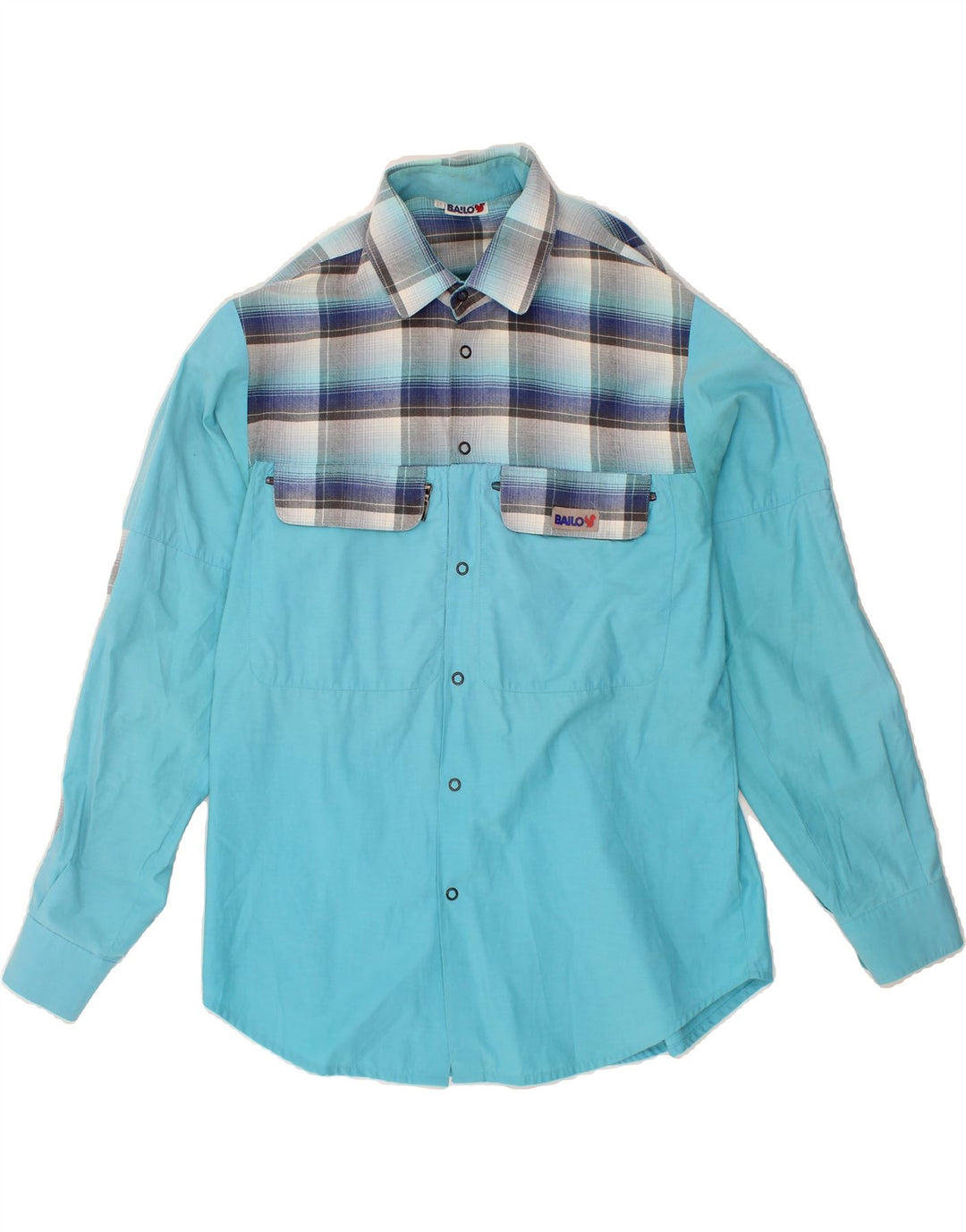 BAILO Mens Shirt IT 46 Small Blue Check Cotton Vintage Bailo and Second-Hand Bailo from Messina Hembry 