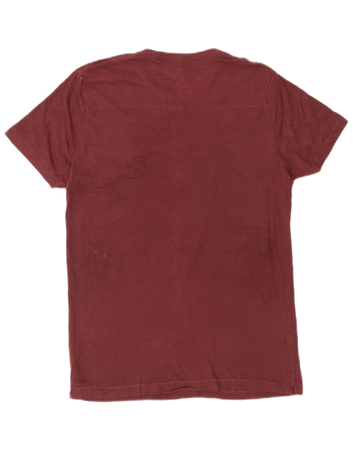 French Connection Mens T-Shirt Top Medium Burgundy Cotton