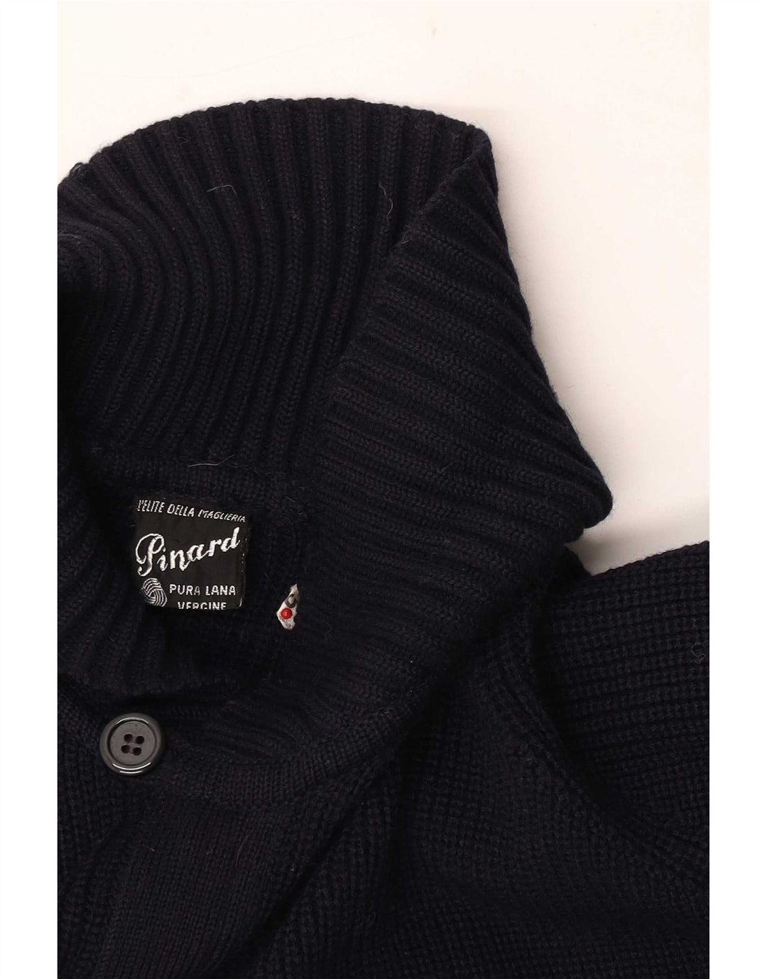 vintage Mens Cardigan Pull Moyen Marine Bleu Vierge Laine