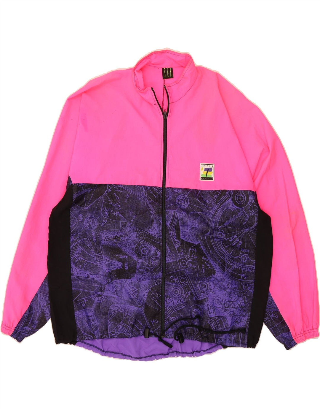 VINTAGE Mens Rain Jacket UK 42 XL Pink Geometric Polyester Vintage Vintage and Second-Hand Vintage from Messina Hembry 