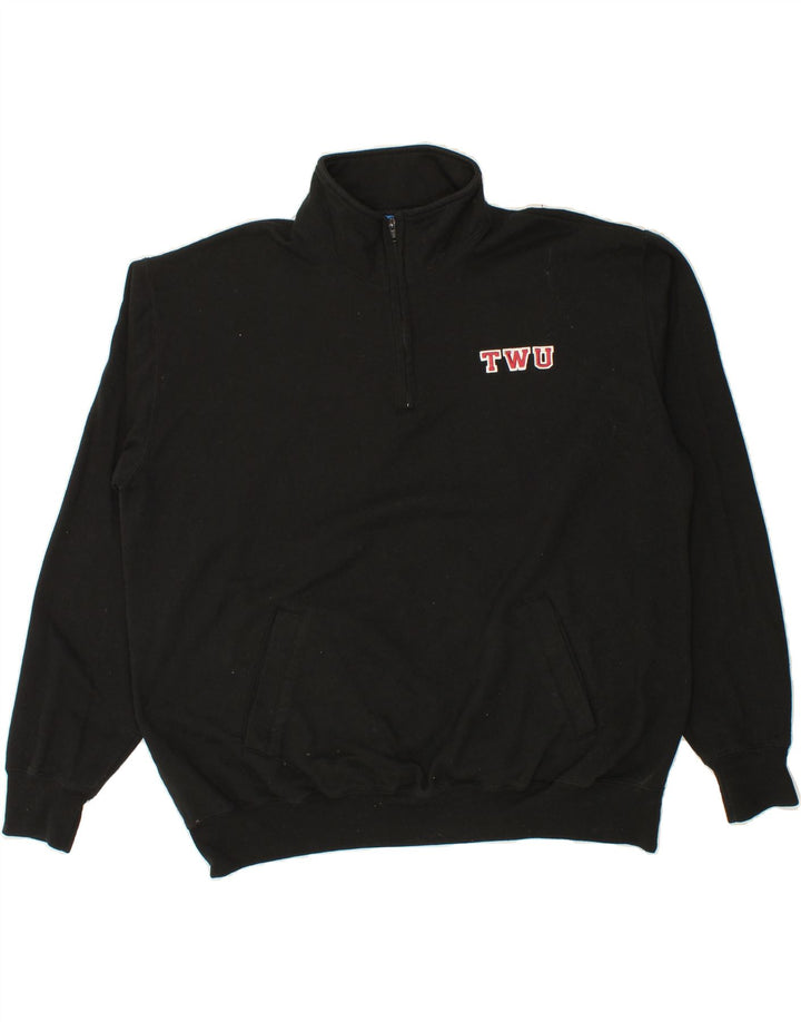 CHAMPION Mens Zip Neck Sweatshirt Jumper 2XL Black Vintage Champion and Second-Hand Champion from Messina Hembry 