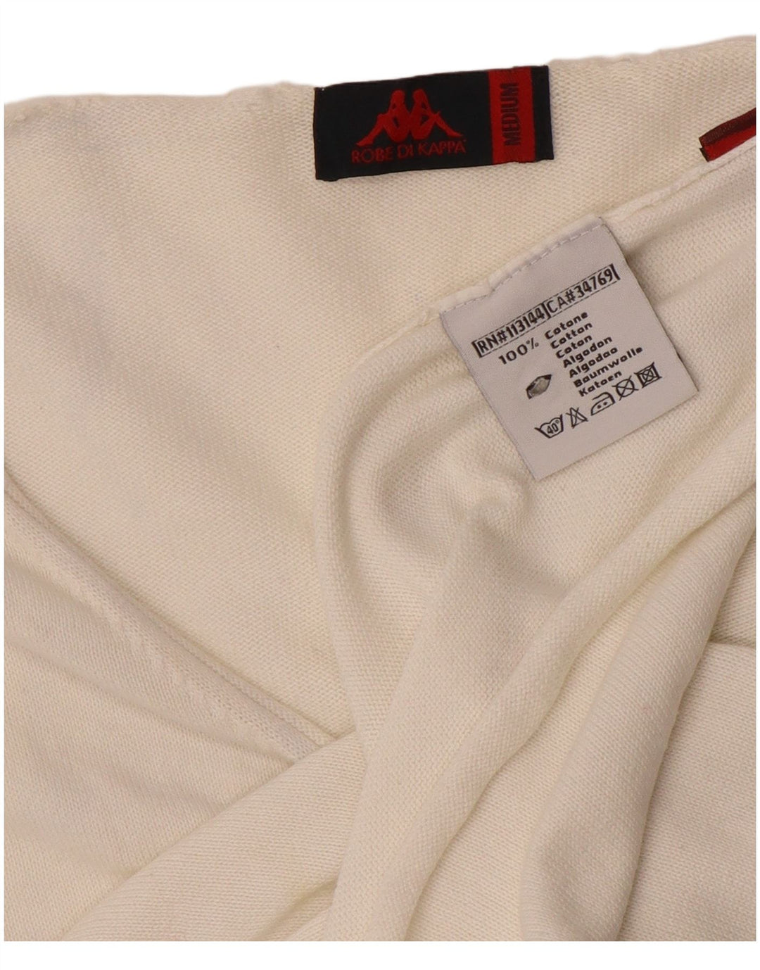 KAPPA Womens Cardigan Sweater UK 14 Medium White Cotton