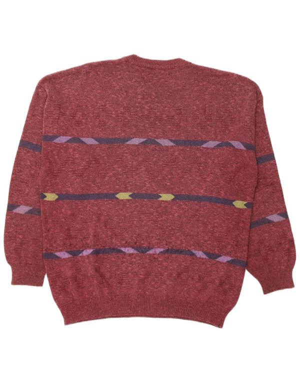 ALLORA Pull à col rond pour homme IT 56 2XL en coton géométrique bordeaux