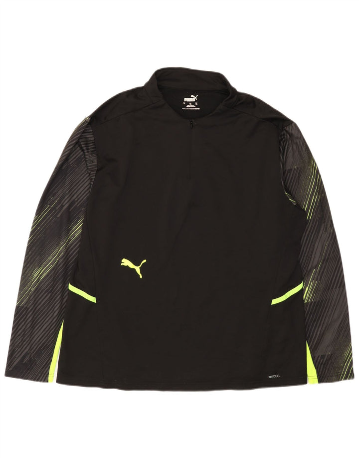 PUMA Womens Zip Neck Pullover Tracksuit Top UK 18 XL Black Striped