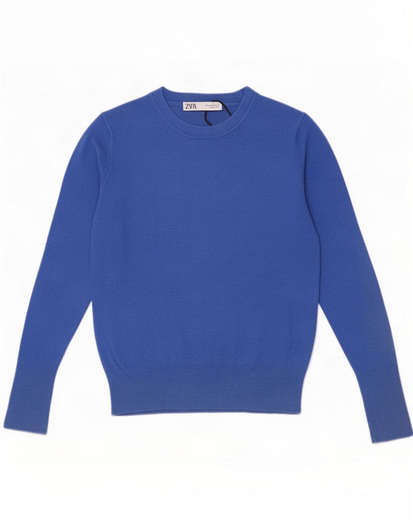 Zara Womens Boat Neck Jumper Sweater UK 12 Medium Blue Viscose
