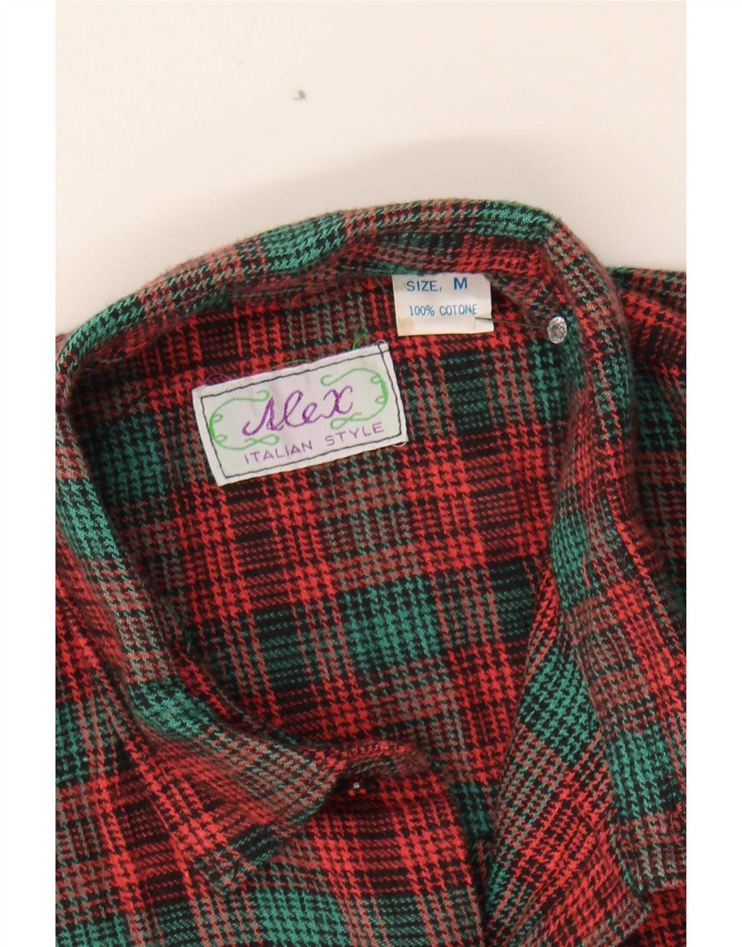 ALEX Mens Flannel Shirt Medium Red Check Cotton Vintage ALEX and Second-Hand ALEX from Messina Hembry 
