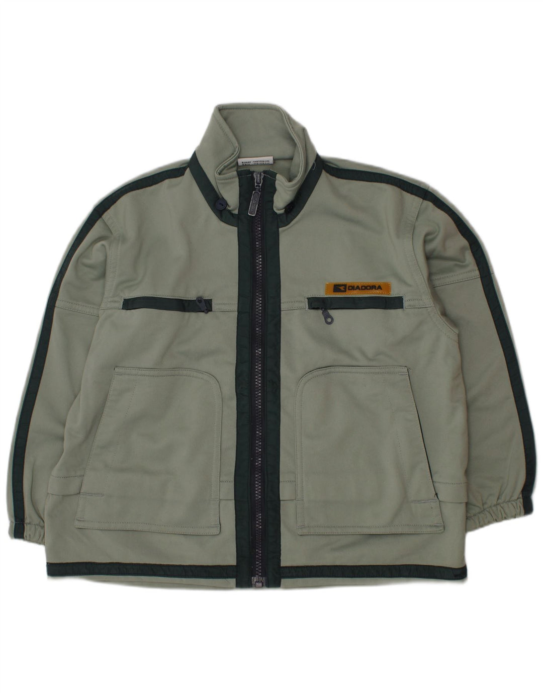 DIADORA Boys Tracksuit Top Jacket 5-6 Years Green Colourblock Polyester