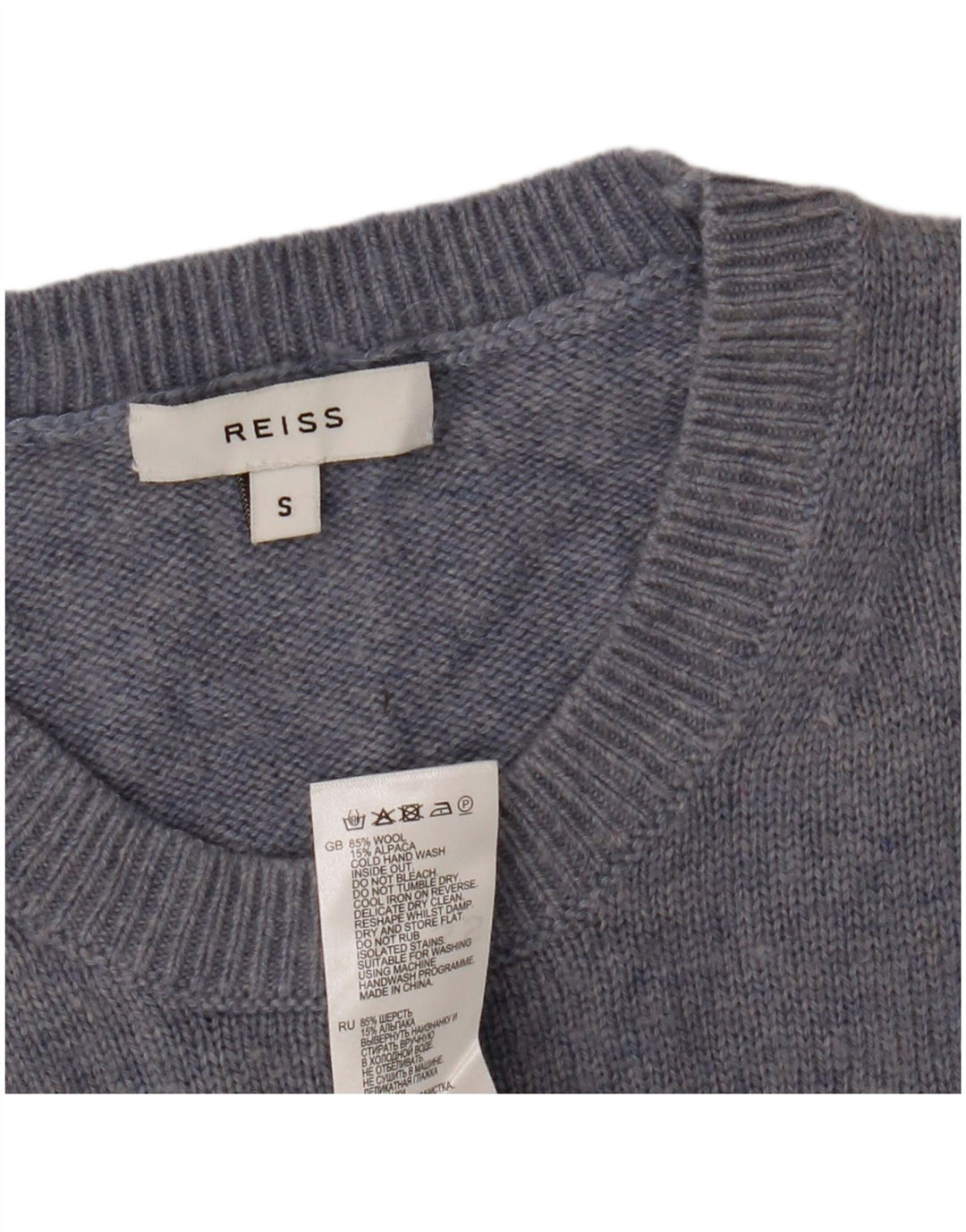 Maglione maglione girocollo da uomo Reiss piccolo in lana blu