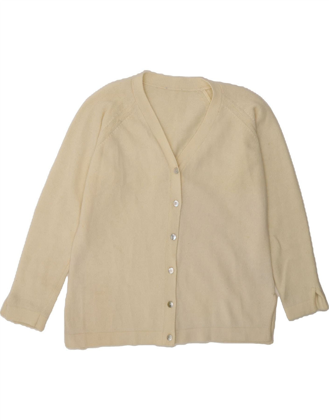 VINTAGE Womens Oversized Cardigan Sweater UK 14 Medium Off White Wool Vintage Vintage and Second-Hand Vintage from Messina Hembry 